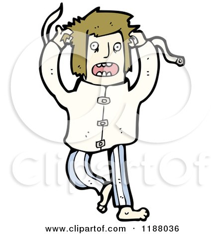 Cartoon of a Crazy Man in a Straight Jacket - Royalty Free Vector Illustration by lineartestpilot