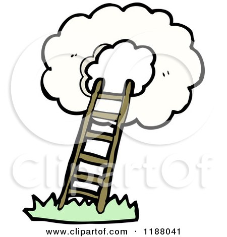 Cartoon of a Ladder Leading up Tp the Clouds - Royalty Free Vector Illustration by lineartestpilot