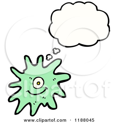 Cartoon of a Germ Thinking - Royalty Free Vector Illustration by lineartestpilot