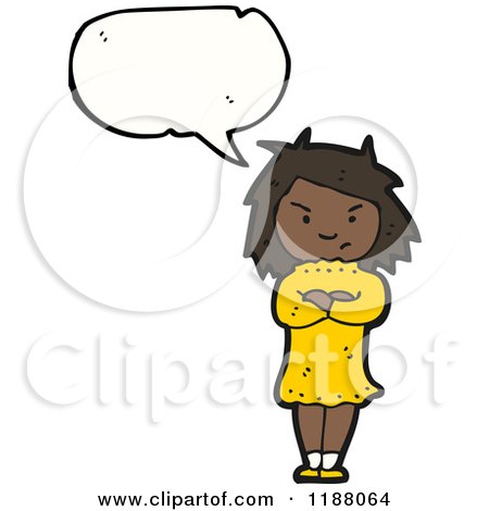 Cartoon of an Angry Black Girl Speaking - Royalty Free Vector Illustration by lineartestpilot