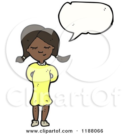 Cartoon of a Black Girl Speaking - Royalty Free Vector Illustration by lineartestpilot