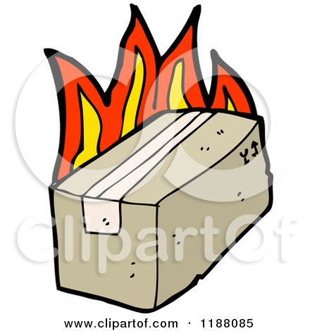 Cartoon of a Package Burning - Royalty Free Vector Illustration by lineartestpilot