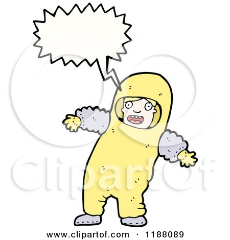 Cartoon of a Person in Radiation Suit Speaking - Royalty Free Vector Illustration by lineartestpilot