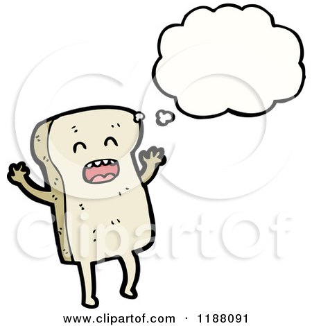 Cartoon of a Slice of Bread Thinking - Royalty Free Vector Illustration by lineartestpilot