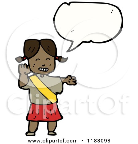 Cartoon of a Black Girl Crossing Guard Speaking - Royalty Free Vector Illustration by lineartestpilot