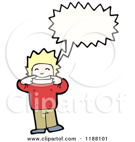 Cartoon of a Boy Making a Silly Face Speaking - Royalty Free Vector Illustration by lineartestpilot