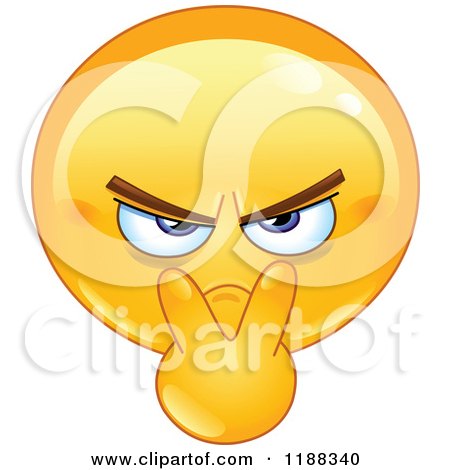 Cartoon of a Mad Smiley Emoticon Pointing to His Eyes - Royalty Free Vector Clipart by yayayoyo
