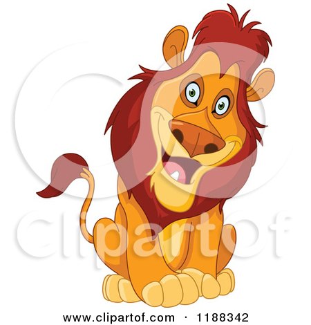 Cartoon of a Happy Sitting Male Lion Cocking His Head - Royalty Free Vector Clipart by yayayoyo