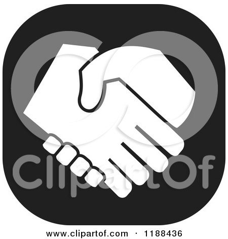 Clipart of a Black and White Handshake Icon - Royalty Free Vector Illustration by Johnny Sajem