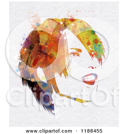Clipart of a Watercolor Painted Happy Woman - Royalty Free CGI Illustration by KJ Pargeter