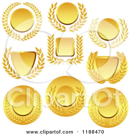 Clipart of Golden Laurel Wreaths and Copyspace - Royalty Free Vector Illustration by dero