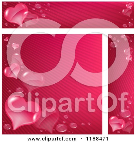 Clipart of Pink Stripe and Heart Website Banners and Background - Royalty Free Vector Illustration by dero
