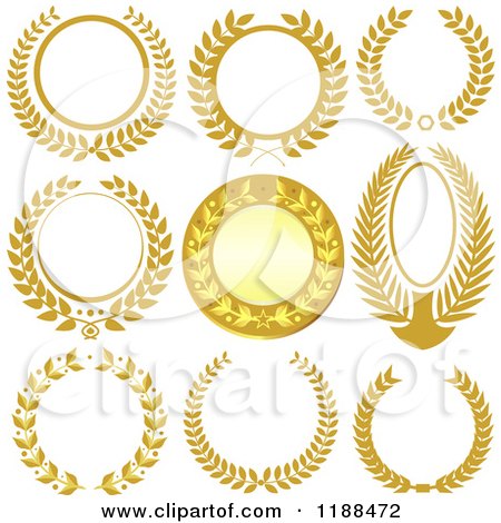 Clipart of Golden Laurel Wreaths - Royalty Free Vector Illustration by dero