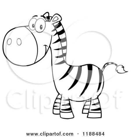 Cartoon of a Black and White Cute Happy Zebra - Royalty Free Vector Clipart by Hit Toon