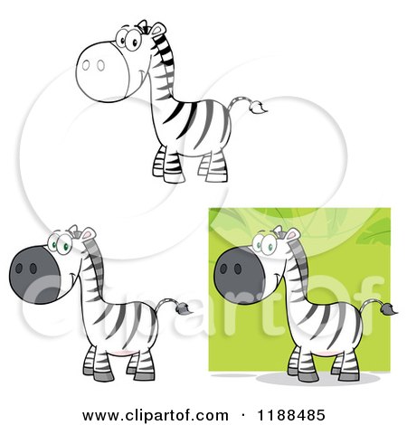 Cartoon of Cute Happy Zebras - Royalty Free Vector Clipart by Hit Toon