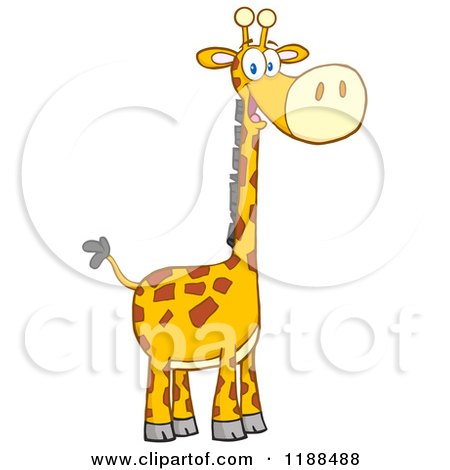 Cartoon of a Cute Happy Giraffe - Royalty Free Vector Clipart by Hit Toon