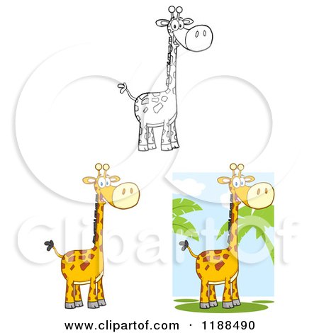 Cartoon of Cute Happy Giraffes - Royalty Free Vector Clipart by Hit Toon