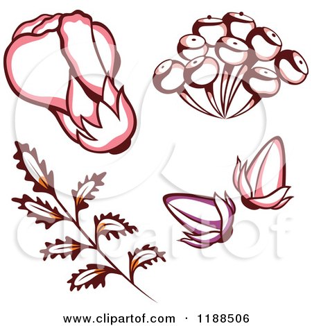 Clipart of a Flower with Buds Pods and Leaves - Royalty Free Vector Illustration by Cherie Reve