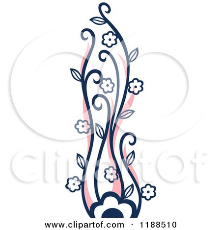Clipart of a Blue and Pink Flowering Plant - Royalty Free Vector Illustration by Cherie Reve