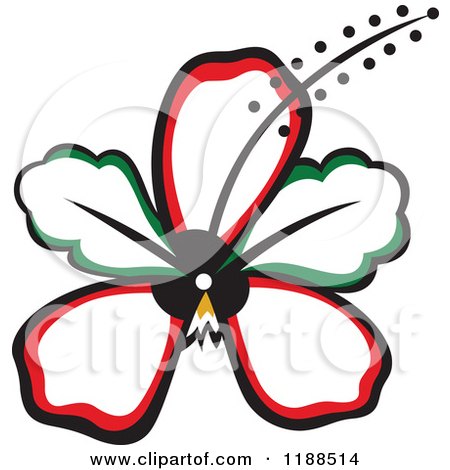 Clipart of a Flower with Leaves and a Stamen 3 - Royalty Free Vector Illustration by Cherie Reve