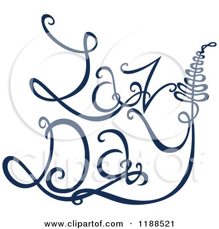 Clipart of Written Dark Blue Lazy Day - Royalty Free Vector Illustration by Cherie Reve