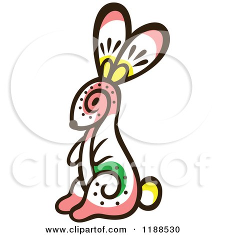 Clipart of a Cute Alert Floral Rabbit - Royalty Free Vector Illustration by Cherie Reve