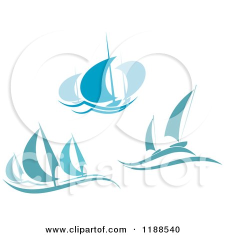 Clipart of Blue Regatta Sailboats 4 - Royalty Free Vector Illustration by Vector Tradition SM