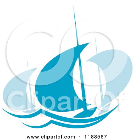 Clipart of Blue Regatta Sailboats - Royalty Free Vector Illustration by Vector Tradition SM