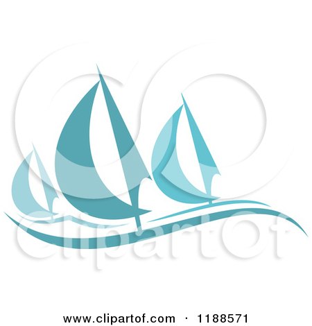 Clipart of Blue Regatta Sailboats 2 - Royalty Free Vector Illustration by Vector Tradition SM