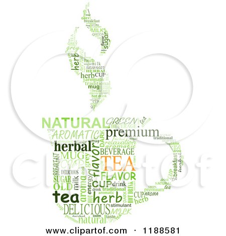 Clipart of a Green Tea Cup Made of Word Tags - Royalty Free Vector Illustration by Vector Tradition SM
