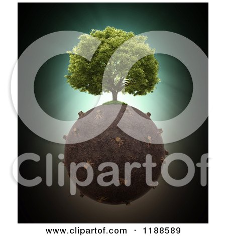 Clipart of a 3d Lone Tree on a Globe of Stumps - Royalty Free CGI Illustration by Mopic