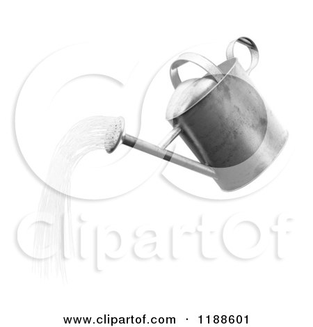 Clipart of a 3d Watering Can Pouring, on White - Royalty Free CGI Illustration by Mopic