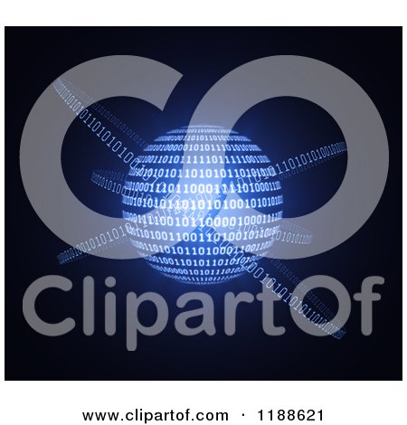 Clipart of a Blue Binary Globe and Rings - Royalty Free CGI Illustration by Mopic