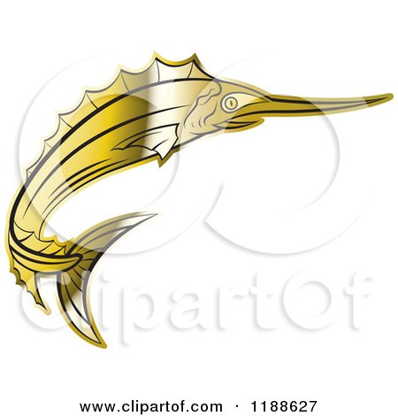 Clipart of a Gold Swordfish - Royalty Free Vector Illustration by Lal Perera