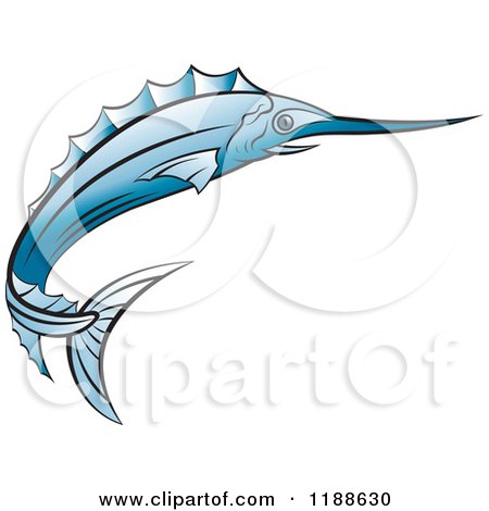 Clipart of a Blue Swordfish - Royalty Free Vector Illustration by Lal Perera