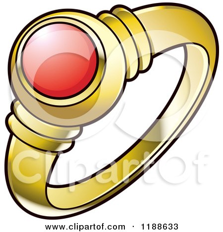 Clipart of a Gold Wedding Ring with a Red Ruby - Royalty Free Vector Illustration by Lal Perera