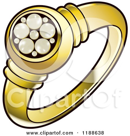 Clipart of a Gold Wedding Ring with Pearls - Royalty Free Vector Illustration by Lal Perera
