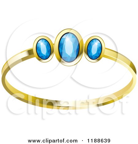 Clipart of a Gold Wedding Ring with Blue Diamonds - Royalty Free Vector Illustration by Lal Perera