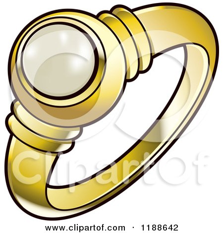 Clipart of a Gold Wedding Ring with a Pearl - Royalty Free Vector Illustration by Lal Perera