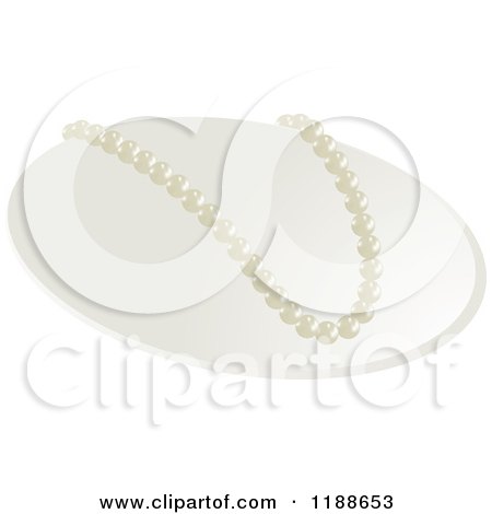 Clipart of a White Pearl Necklace on a Display - Royalty Free Vector Illustration by Lal Perera