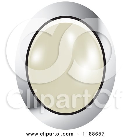 Clipart of an Oval White Pearl in a Silver Setting - Royalty Free Vector Illustration by Lal Perera