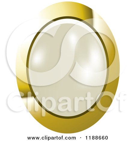 Clipart of an Oval White Pearl in a Gold Setting - Royalty Free Vector Illustration by Lal Perera