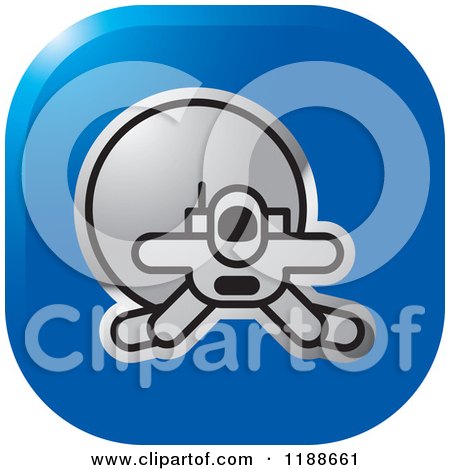 Clipart of a Square Blue and Silver Spacewalk Astronaut Icon - Royalty Free Vector Illustration by Lal Perera