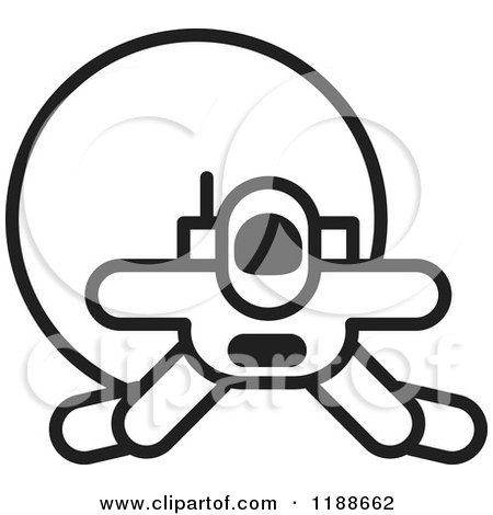 Clipart of a Black and White Spacewalk Astronaut Icon - Royalty Free Vector Illustration by Lal Perera