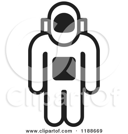 Clipart of a Black and White Astronaut Icon - Royalty Free Vector Illustration by Lal Perera
