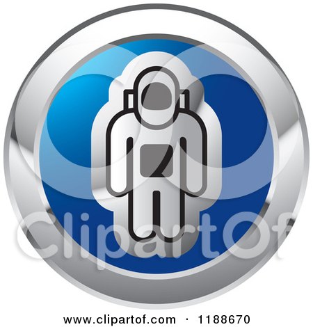 Clipart of a Silver Astronaut on a Blue Round Icon - Royalty Free Vector Illustration by Lal Perera