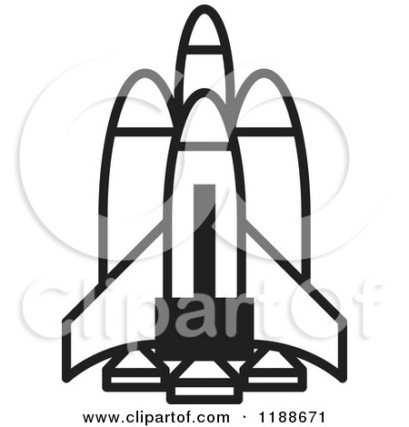 Clipart of a Black and White Space Launch Icon - Royalty Free Vector Illustration by Lal Perera