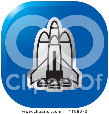 Clipart of a Square Silver and Blue Space Launch Icon - Royalty Free Vector Illustration by Lal Perera