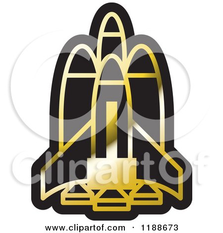 Clipart of a Black and Gold Space Launch Icon - Royalty Free Vector Illustration by Lal Perera