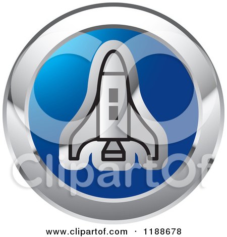 Clipart of a Silver Space Shuttle over a Blue Circle Icon - Royalty Free Vector Illustration by Lal Perera